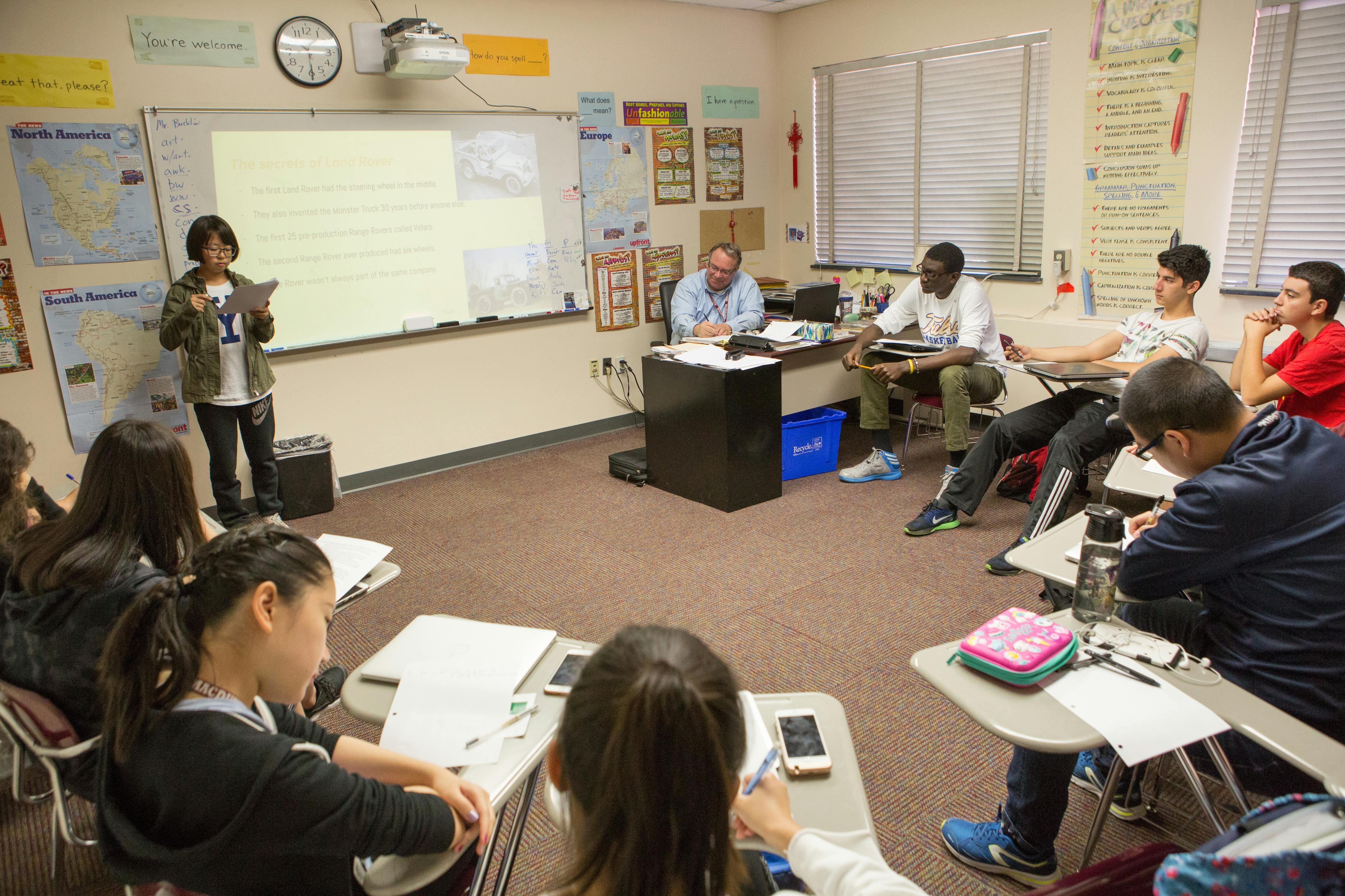Students in an English classroom in Malta