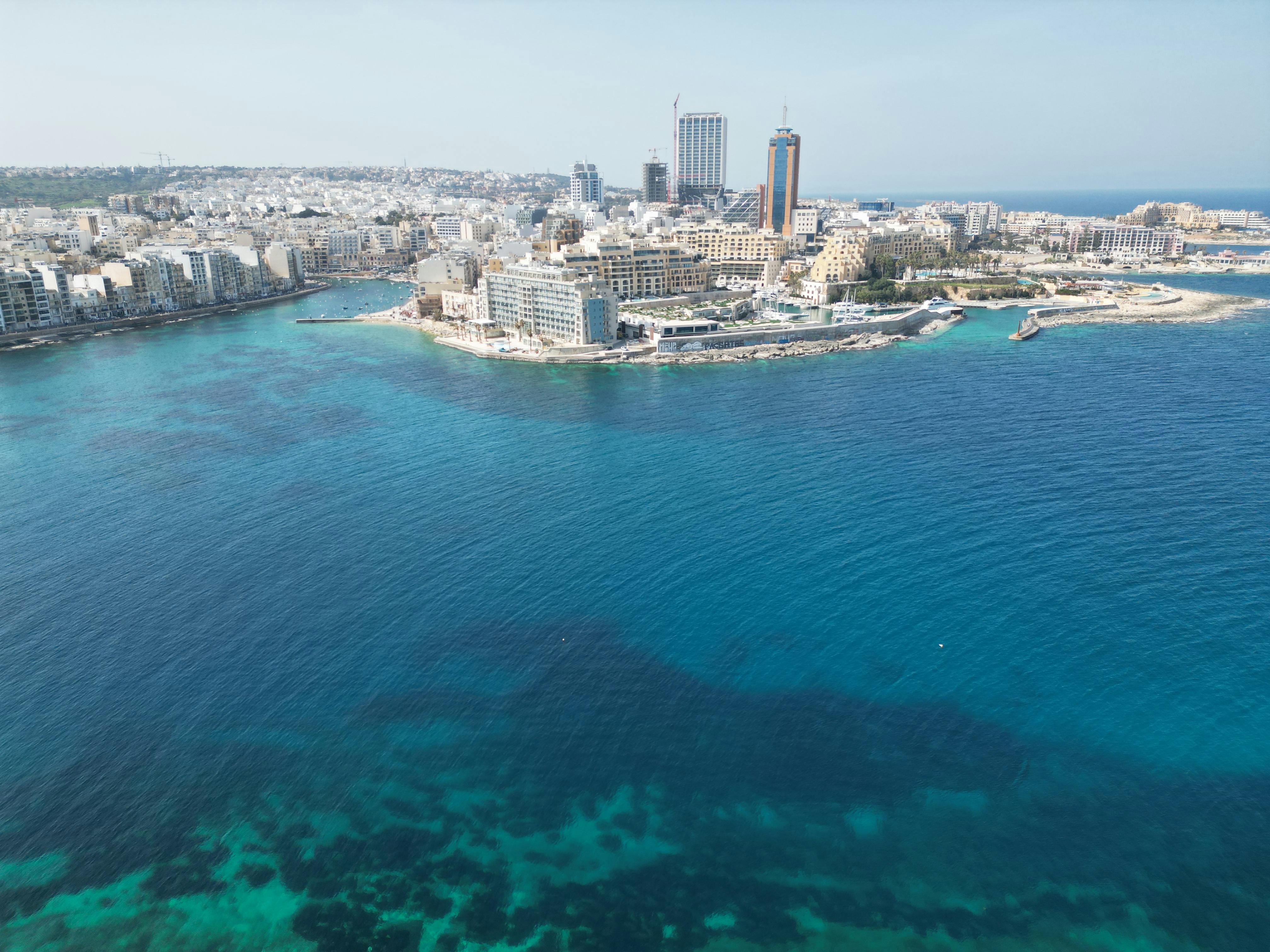 Aerial view of Sliema and St Julian's coastline